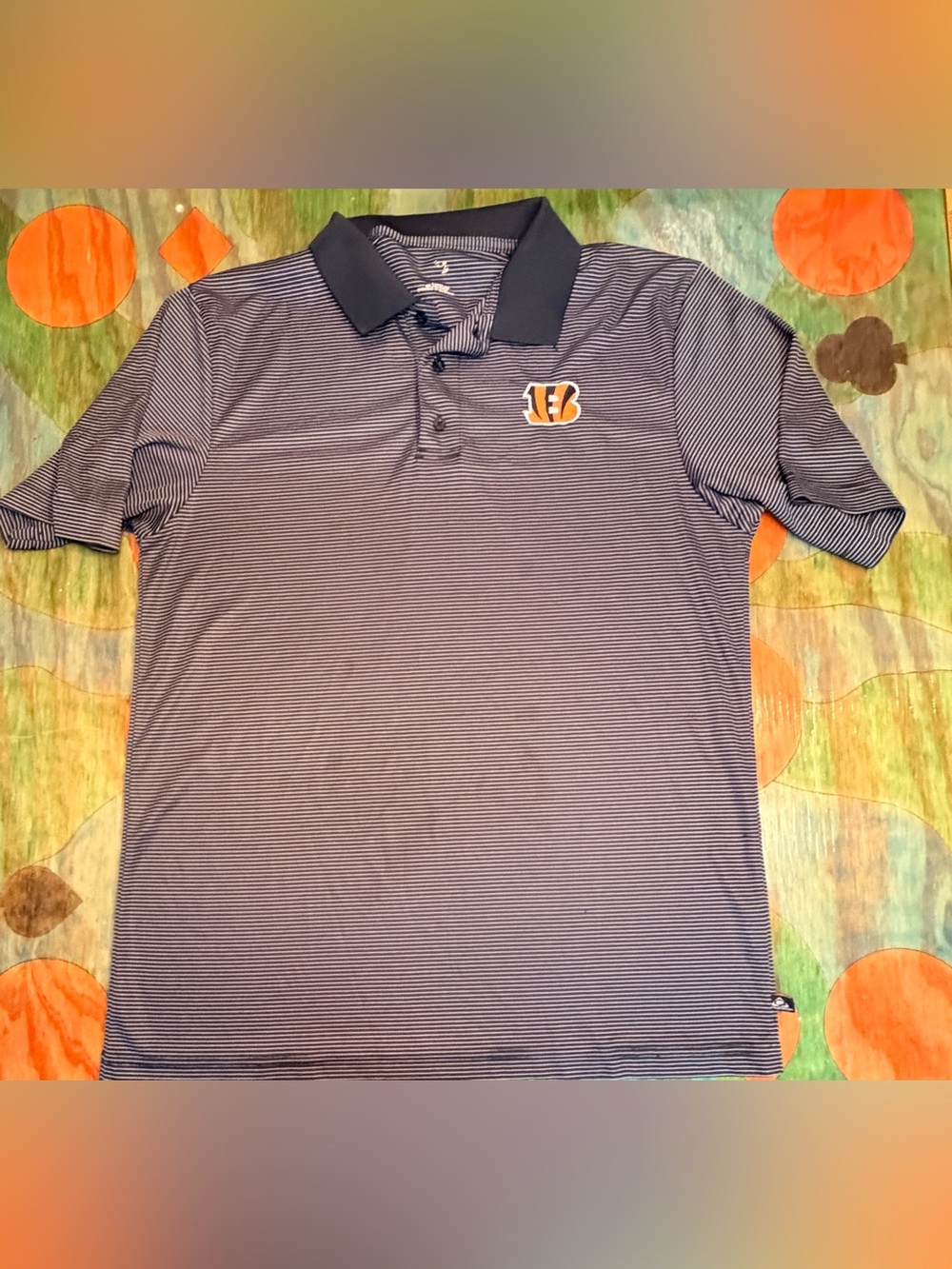 Cincinnati Bengals  Mens Black Polo Shirt Size Large Embroidered Logo Polyester